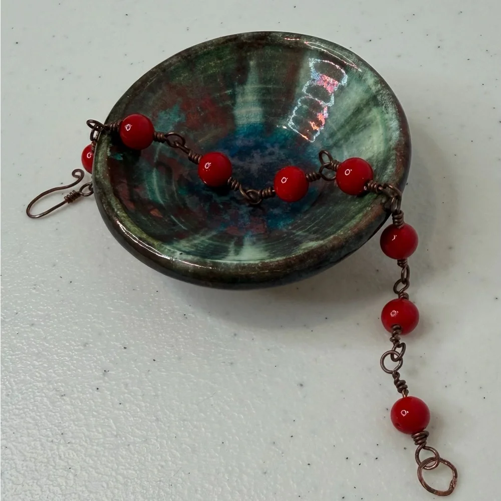 Handmade Beaded‎ Copper Wire Wrap Bracelet Anklet Hammered Boho Fairy Indie